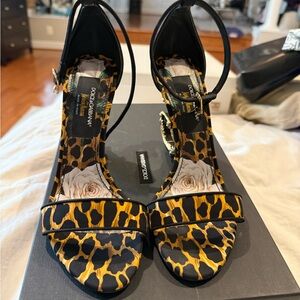 Dolce & Gabbana Black and Gold Animal Print Heels